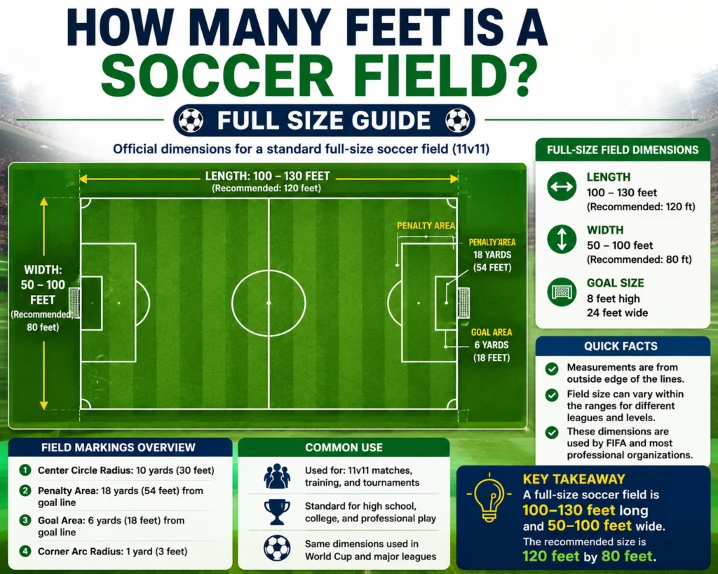 how many feet is a soccer field