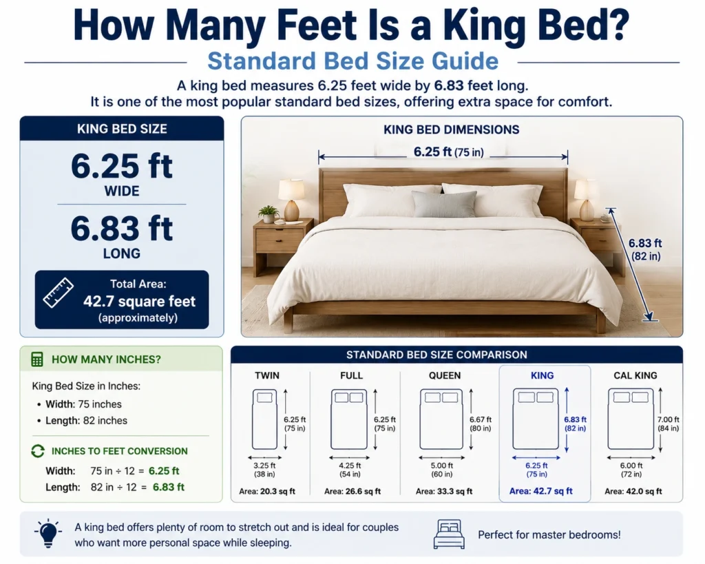 how many feet is a king bed