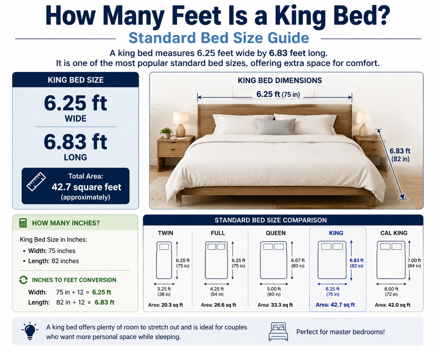 how many feet is a king bed