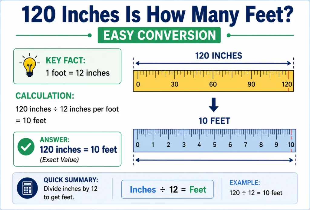 120 inches is how many feet