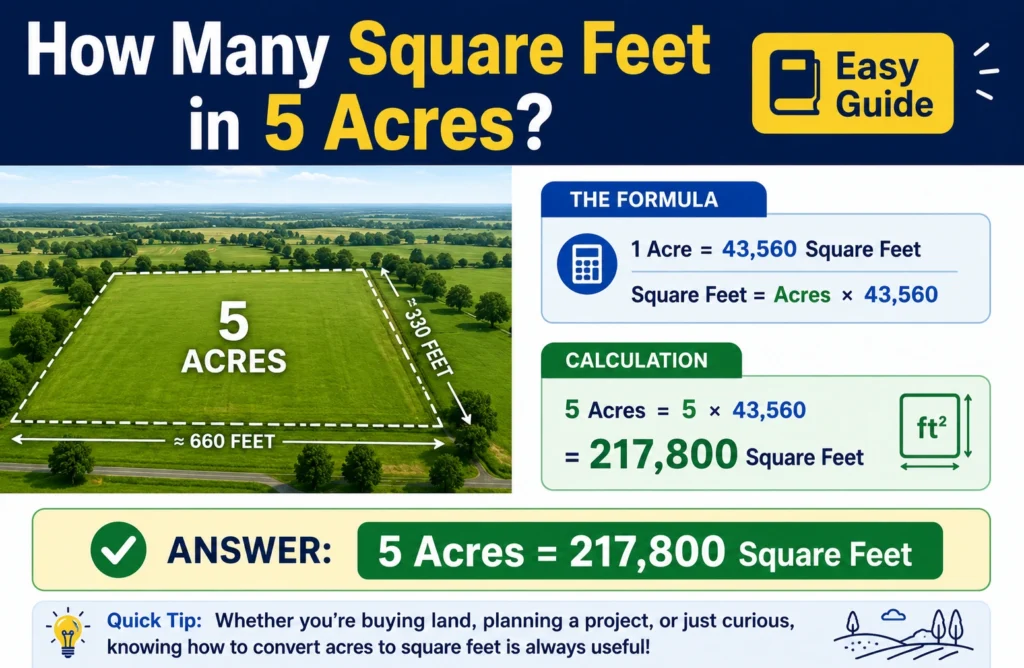 how many square feet in 5 acres