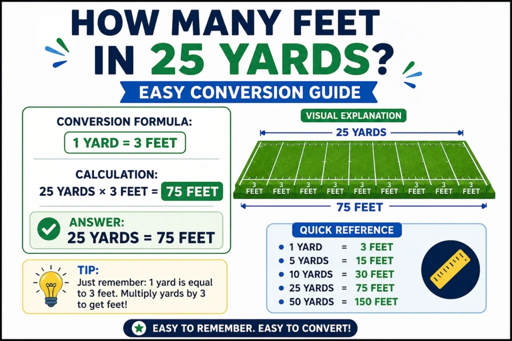 how many feet in 25 yards