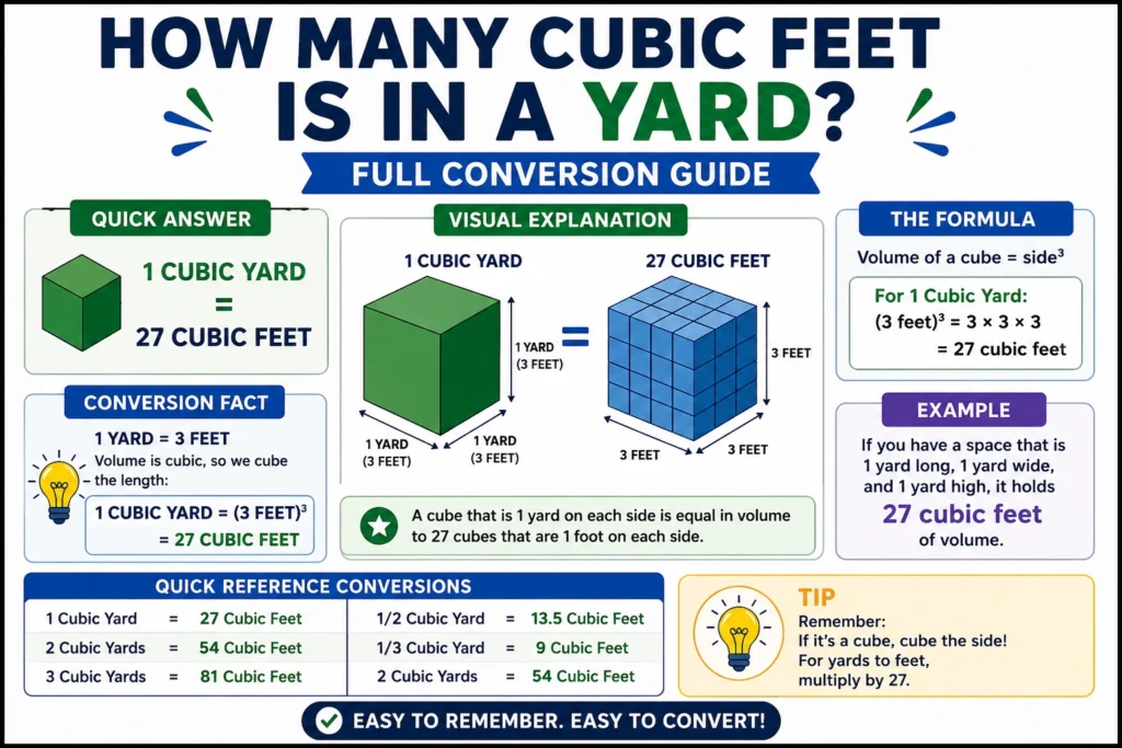 how many cubic feet is in a yard