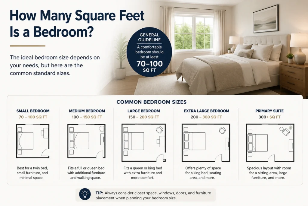 how many square feet is a bedroom