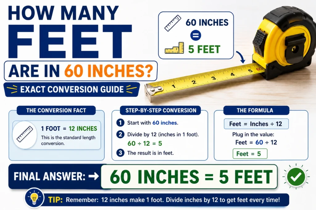 how many feet are in 60 inches