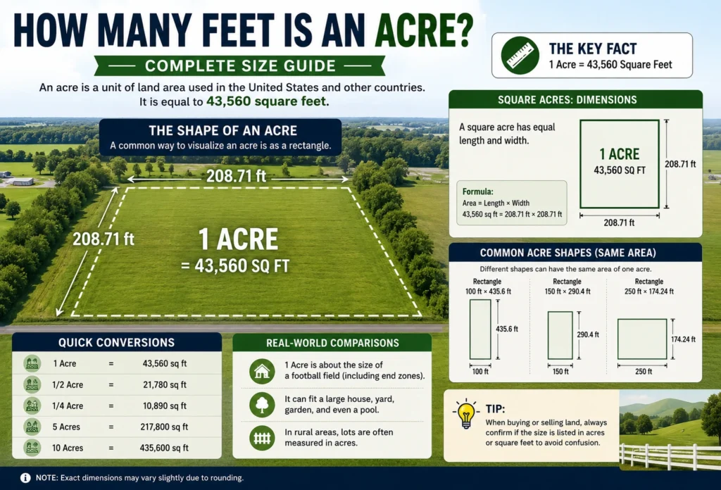 how many feet is an acre?