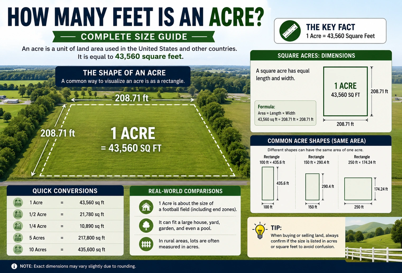 how many feet is an acre?