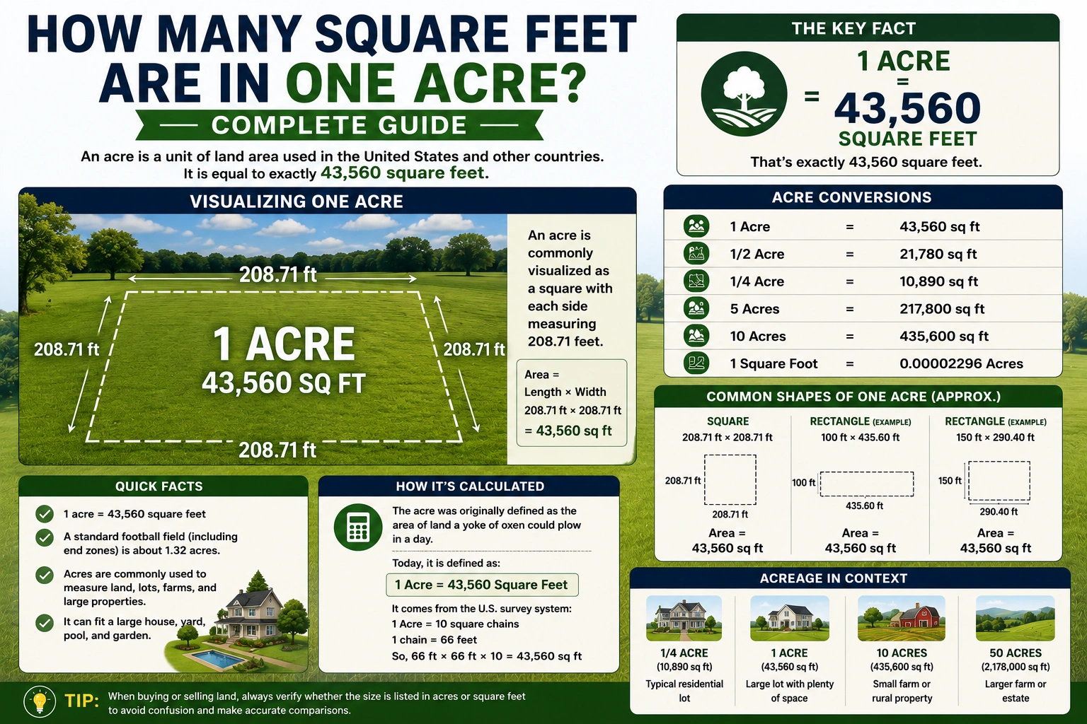 how many square feet are in one acre