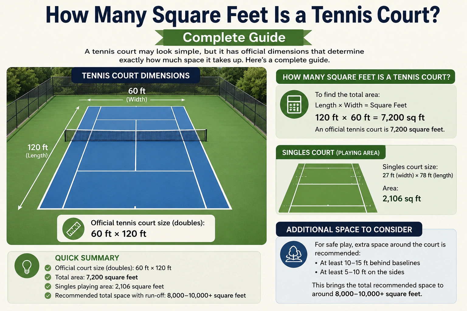 how many square feet is a tennis court