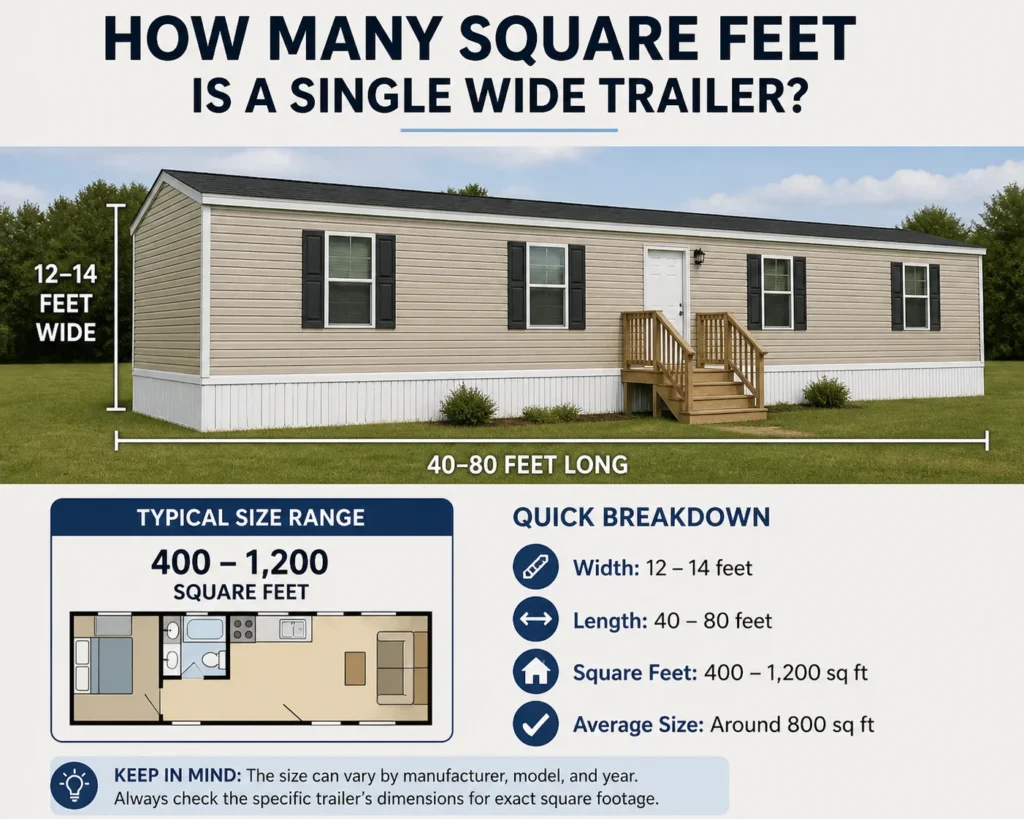 how many square feet is a single wide trailer