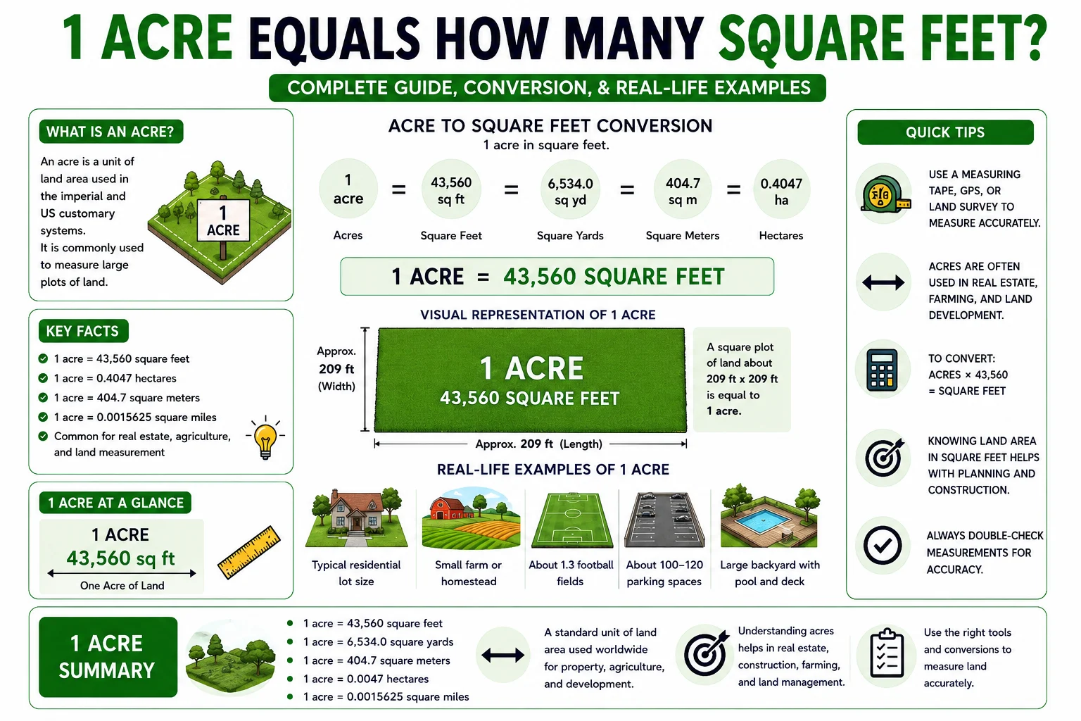 1 acre equals how many square feet