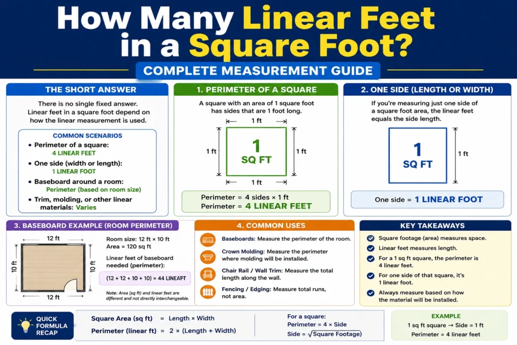 how many linear feet in a square foot
