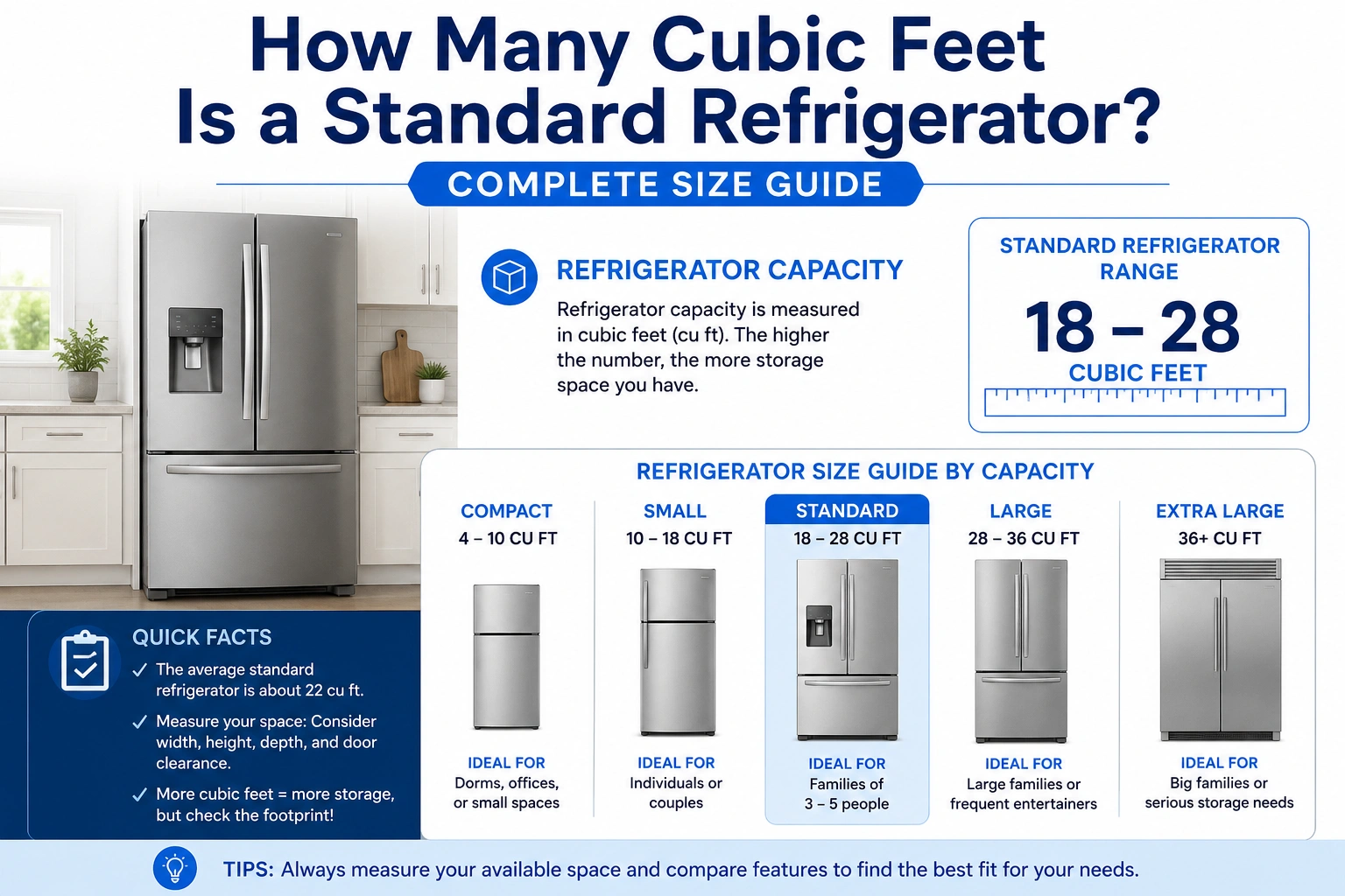 how many cubic feet is a standard refrigerator