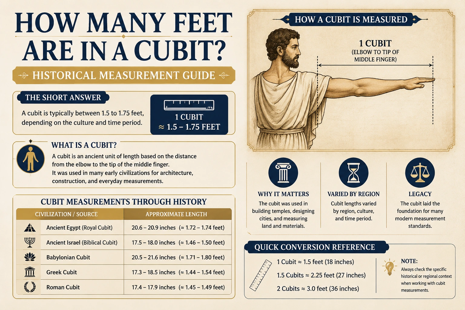 how many feet are in a cubit