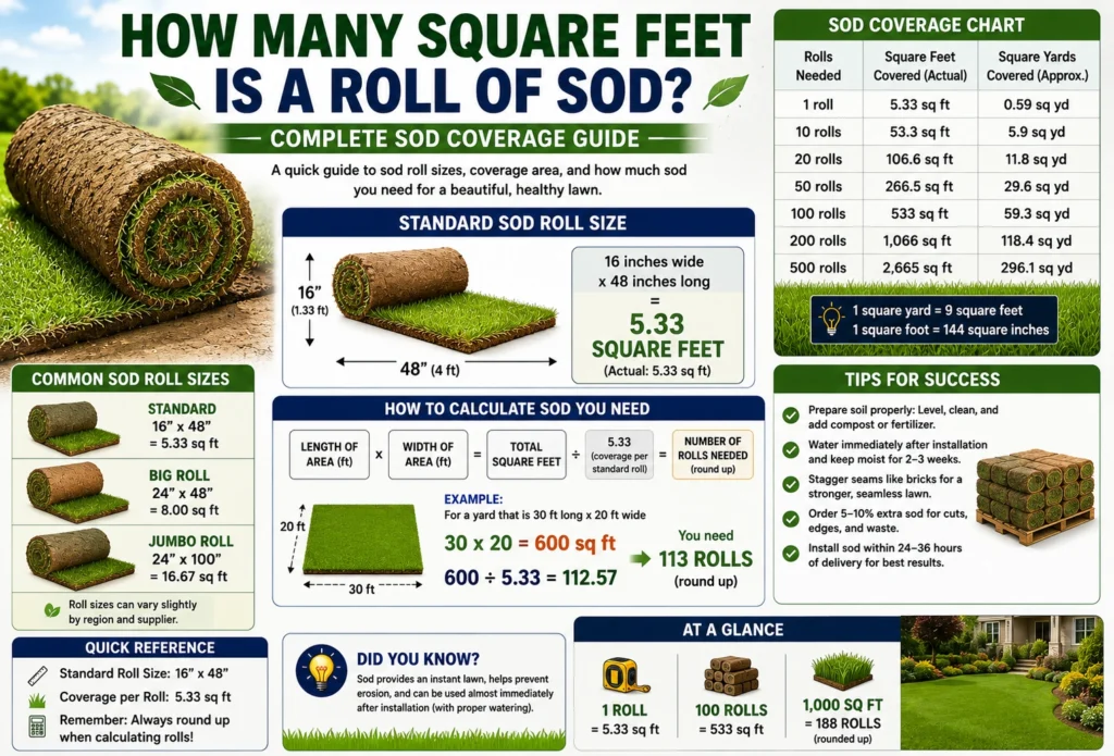 how many square feet is a roll of sod