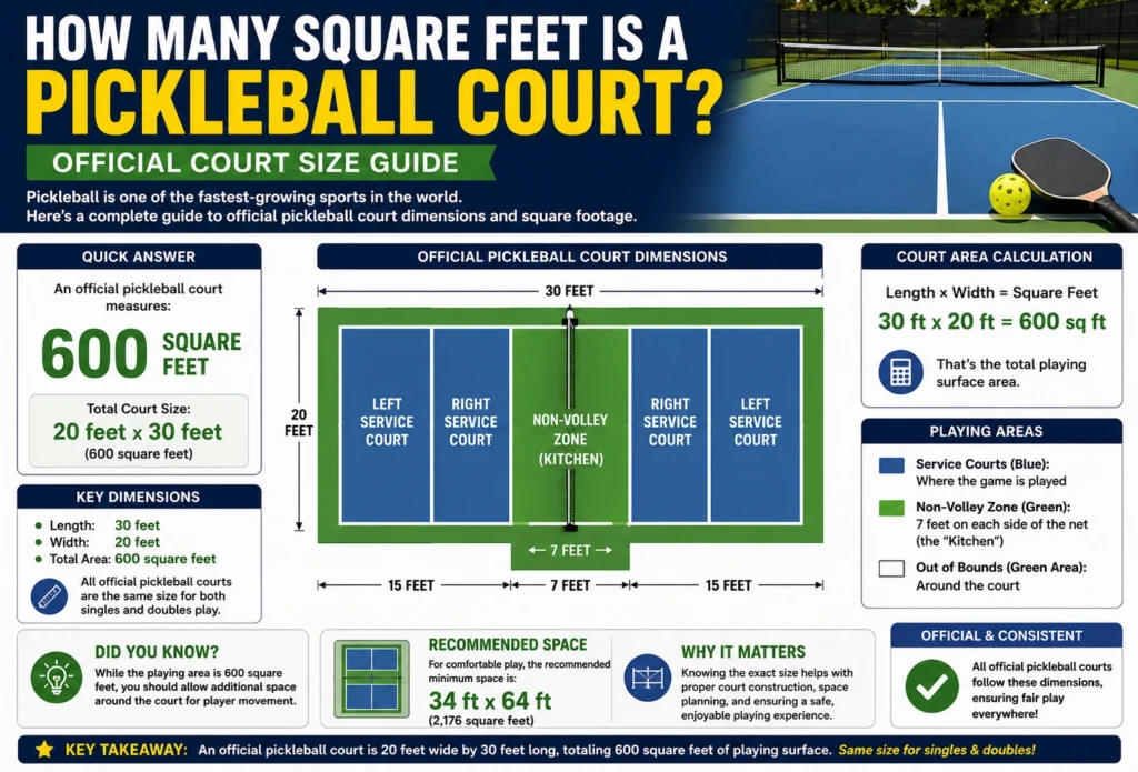 how many square feet is a pickleball court