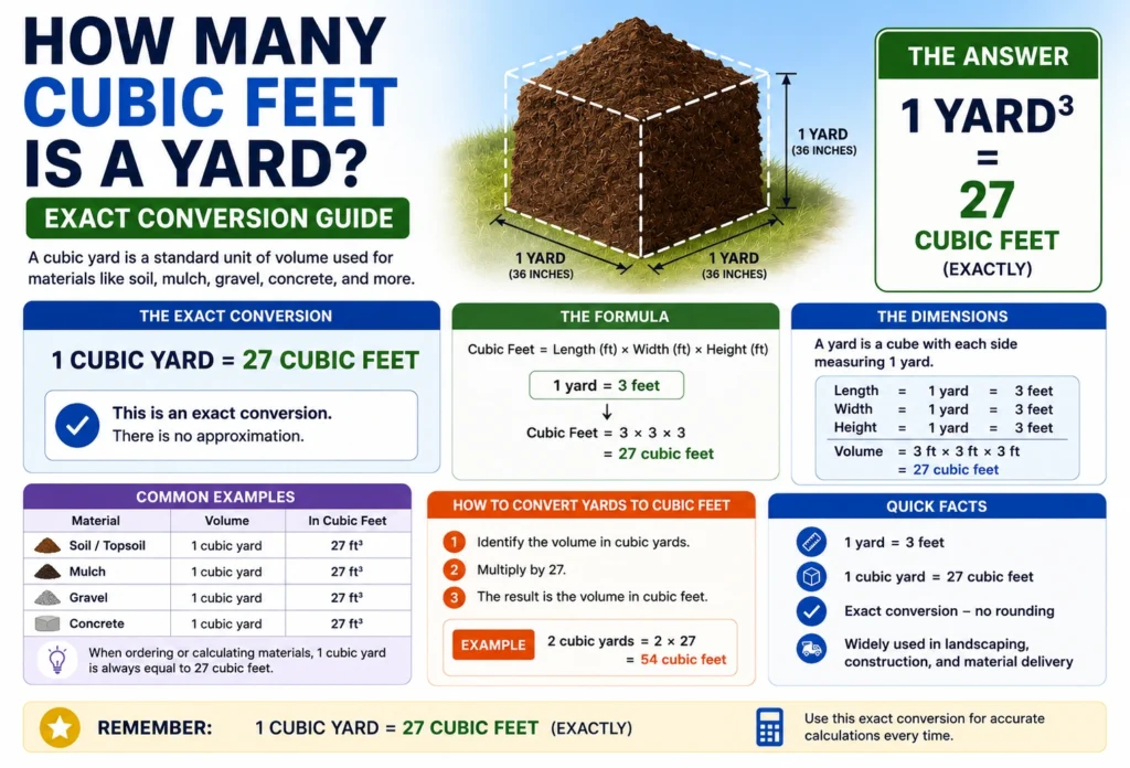 how many cubic feet is a yard