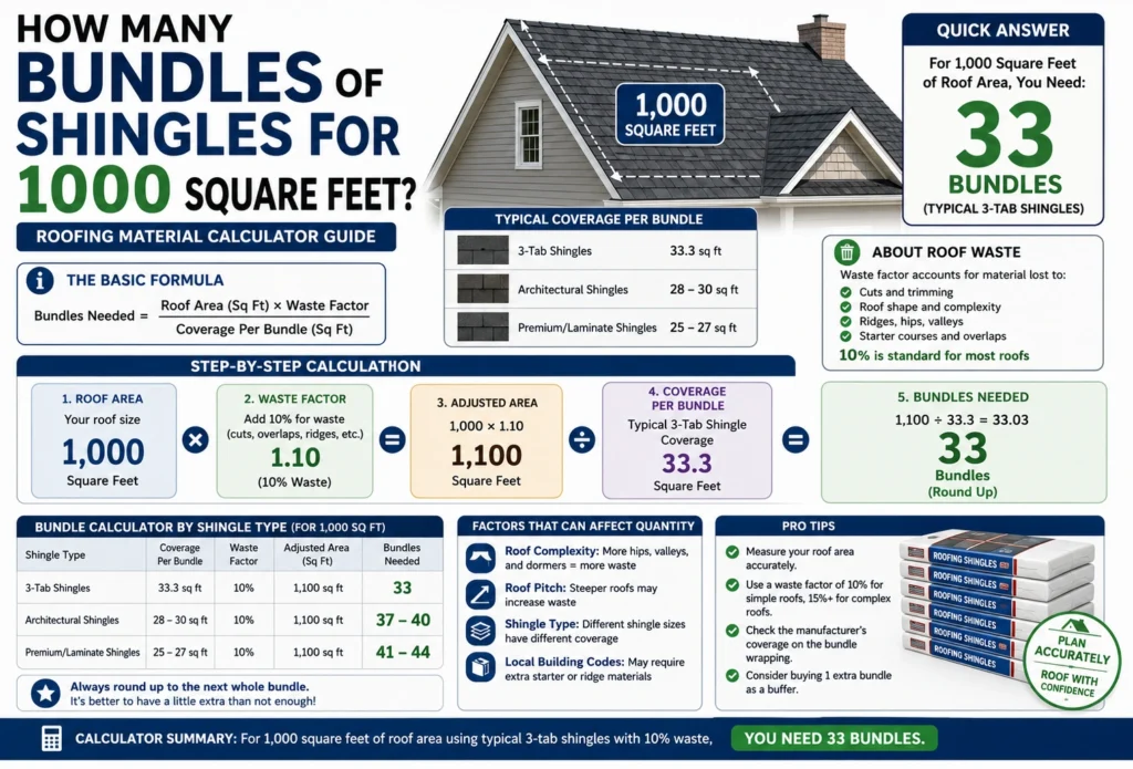 How Many Bundles of Shingles for 1000 Square Feet?