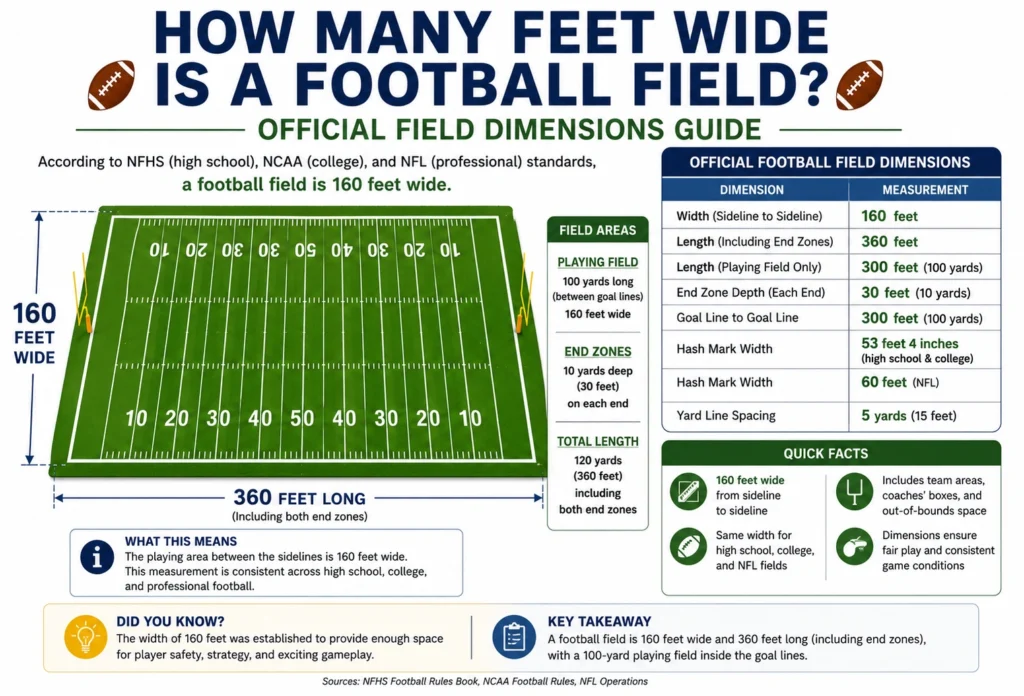 how many feet wide is a football field