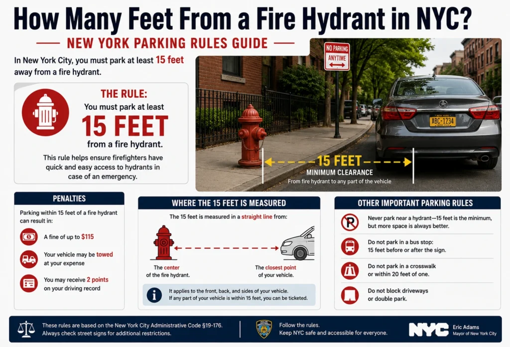 how many feet from fire hydrant nyc