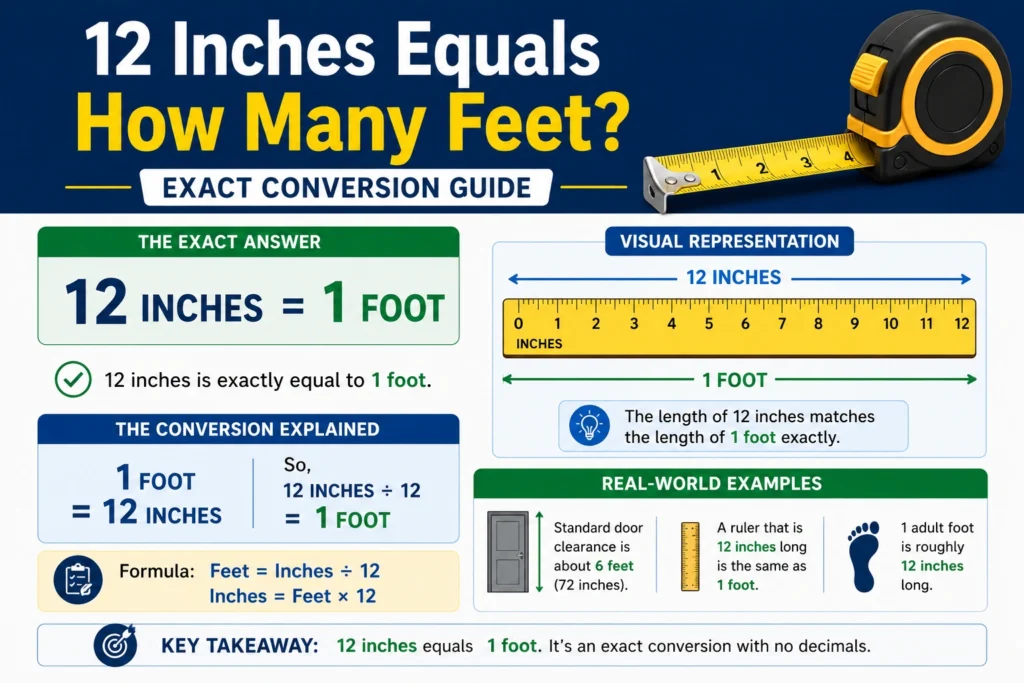 12 inches equals how many feet