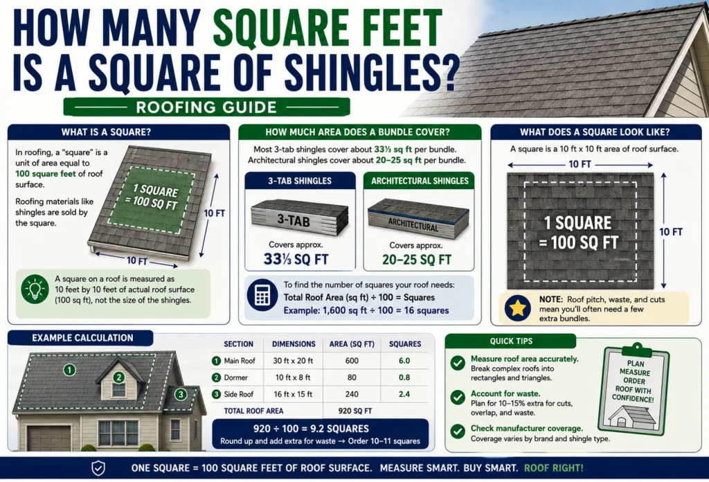 how many square feet is a square of shingles.