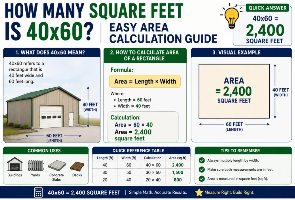 how many square feet is 40x60