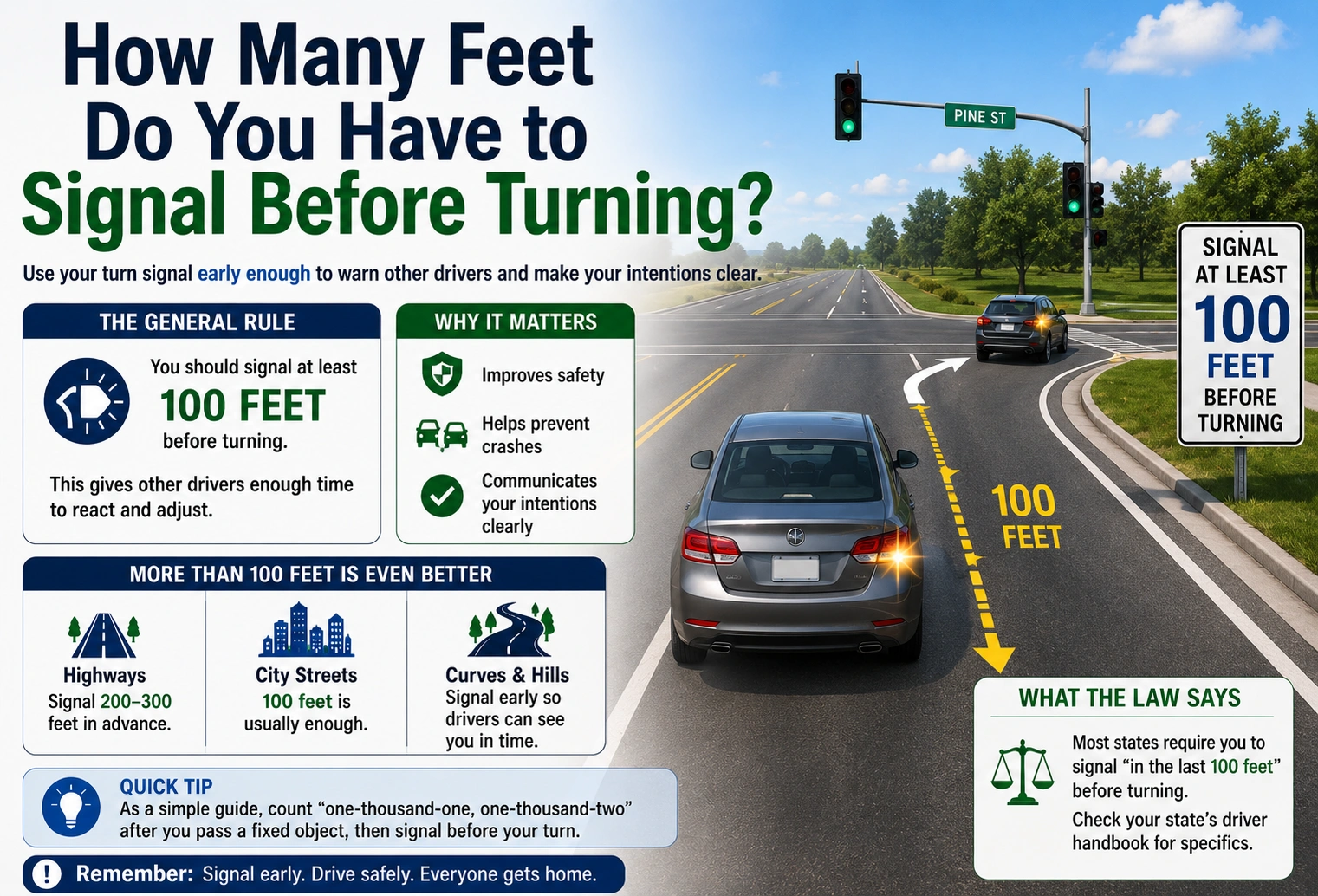 how many feet do you have to signal before turning