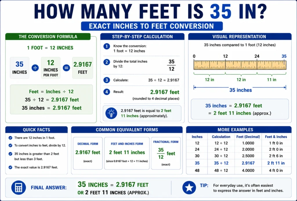 how many feet is 35 in
