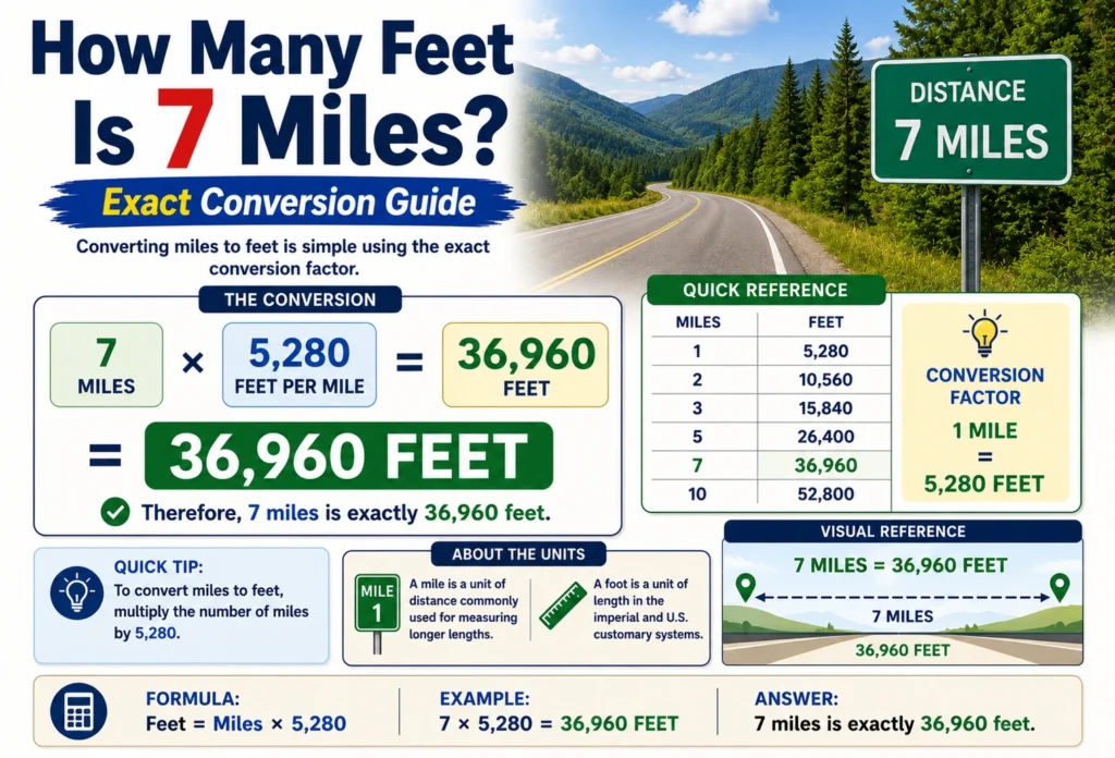 how many feet is 7 mile