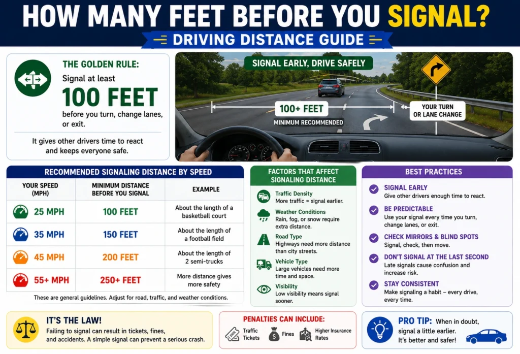 how many feet before you signal