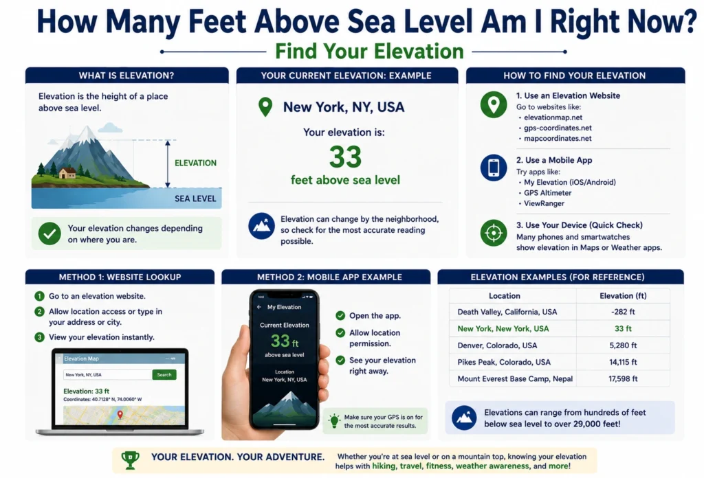 how many feet above sea level am I right now