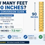 how many feet in 90 inches