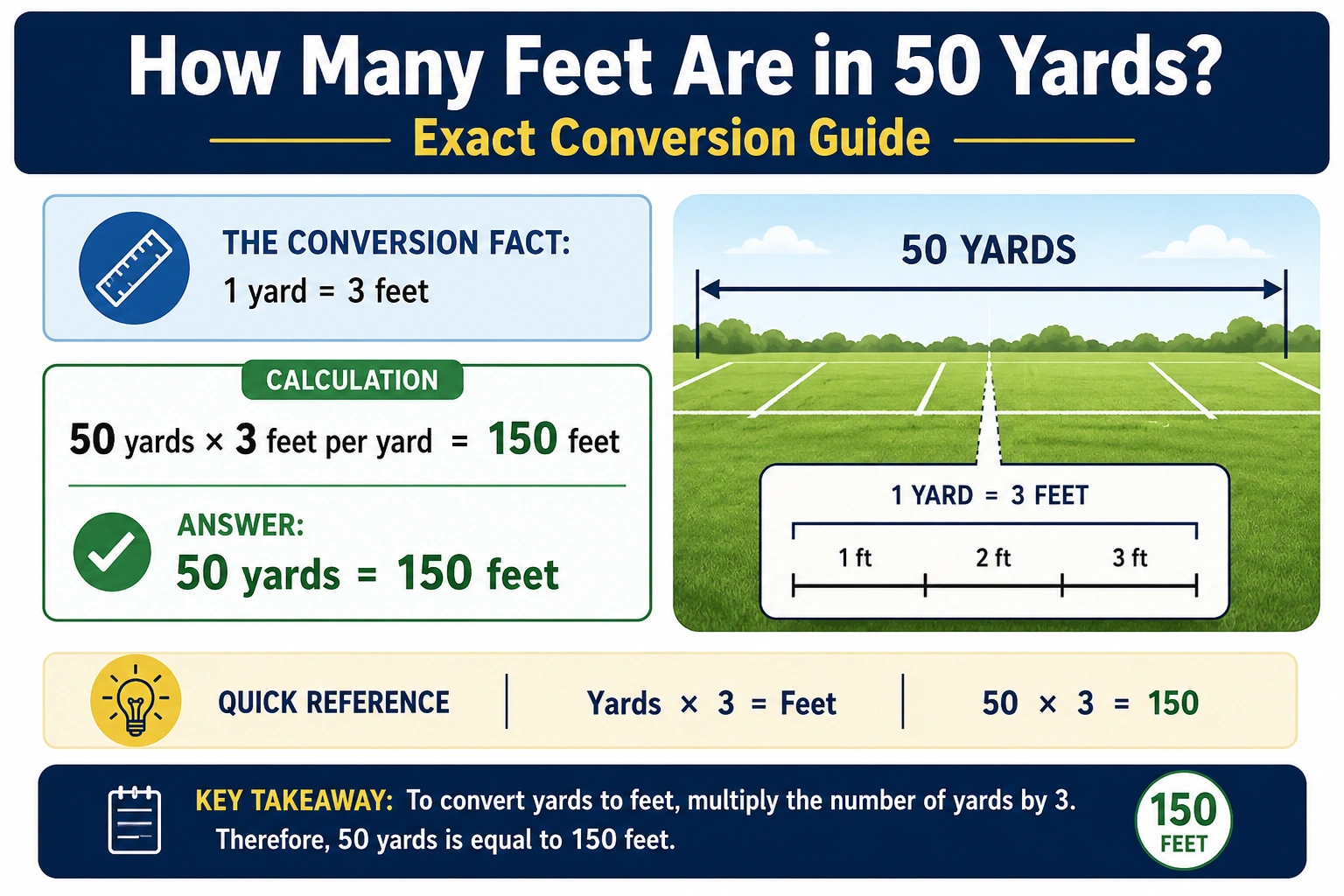 how many feet are in 50 yards