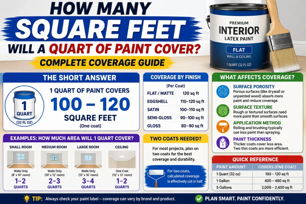 how many square feet will a quart of paint cover