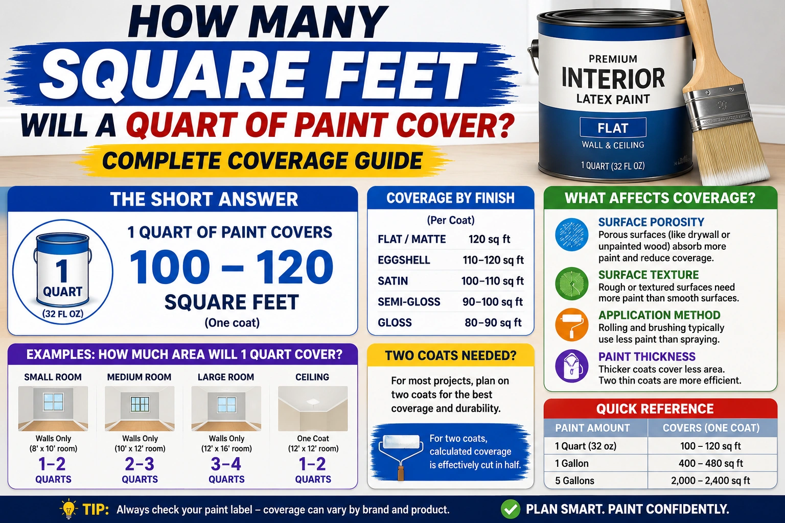 how many square feet will a quart of paint cover