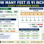 how many feet is 91 in