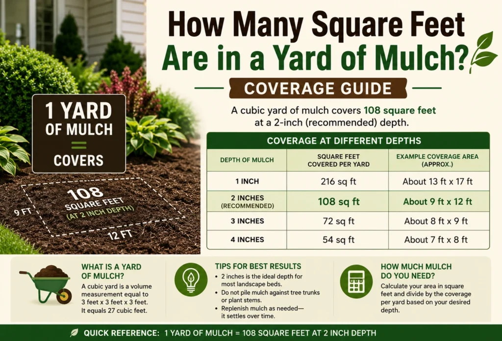 how many square feet are in a yard of mulch
