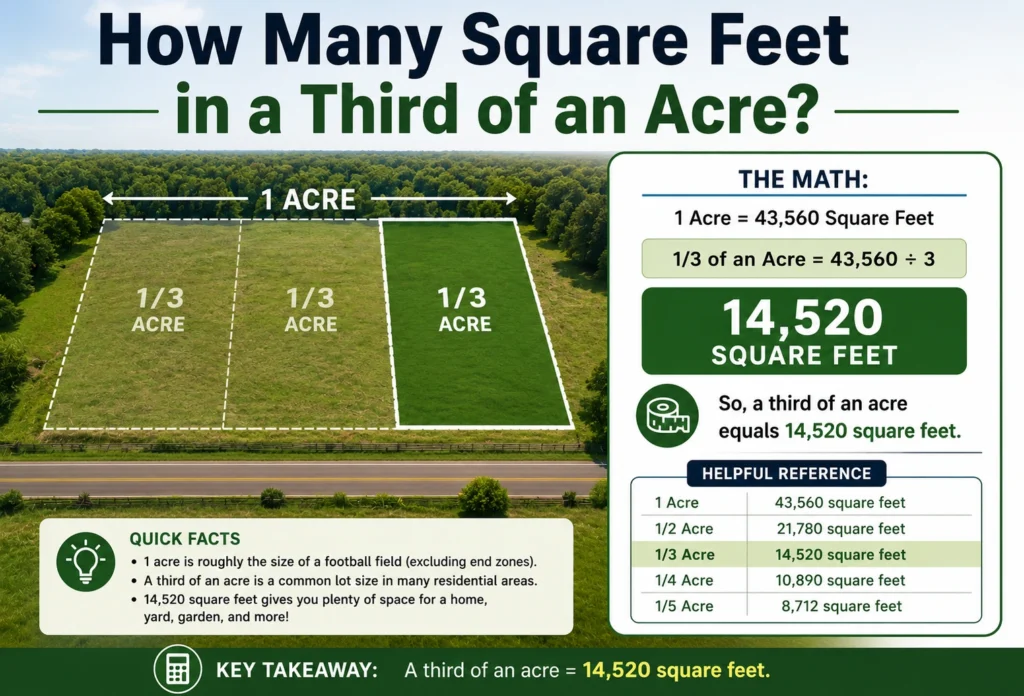 how many square feet in a third of an acre