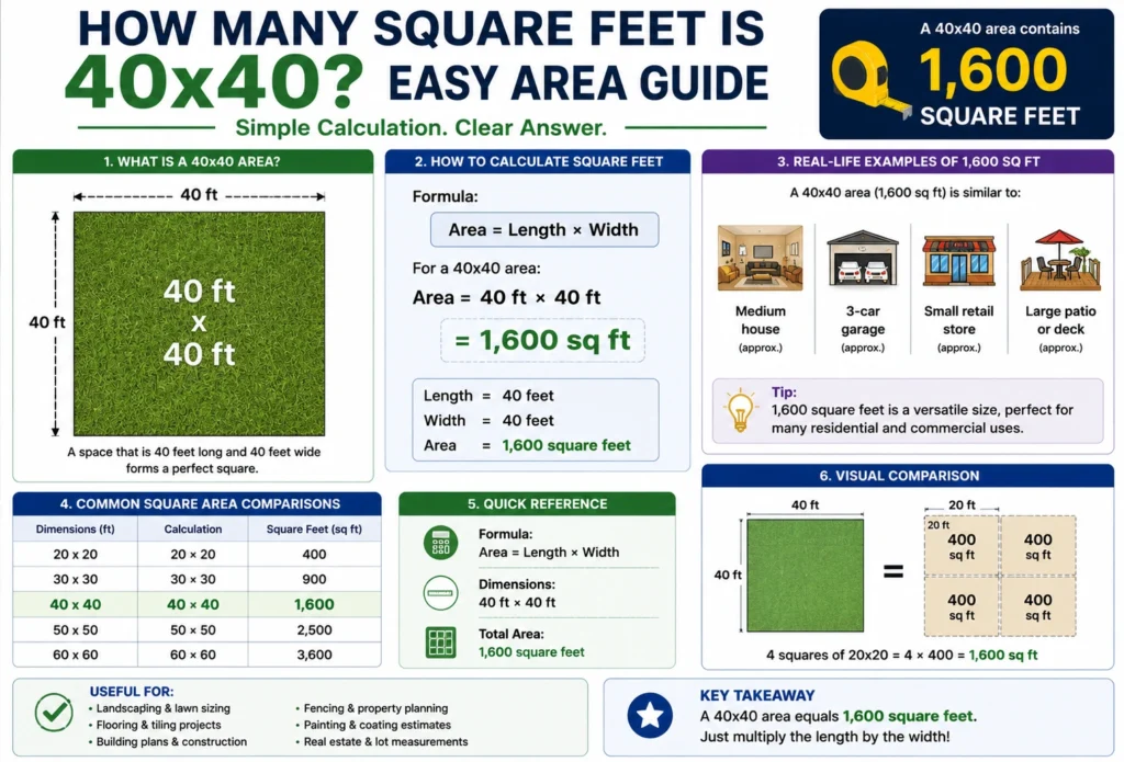 how many square feet is 40x40