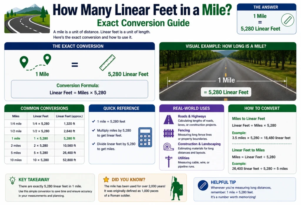 how many linear feet in a mile