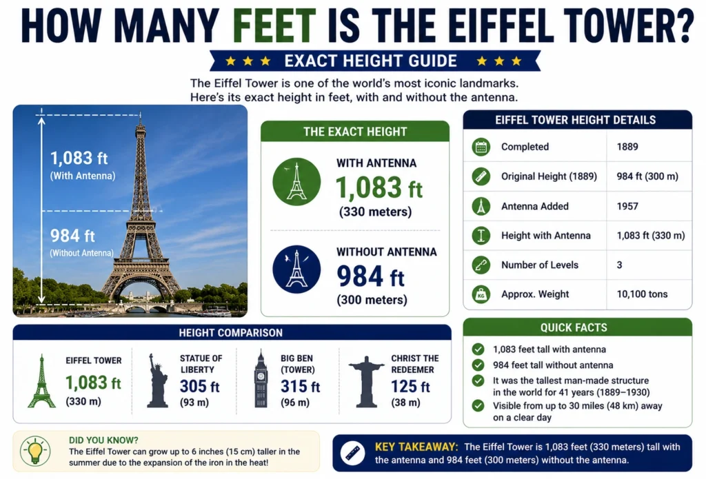 how many feet is the eiffel tower