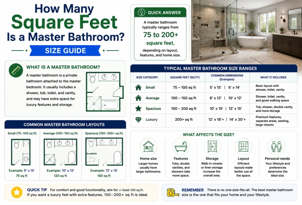 how many square feet is a master bathroom
