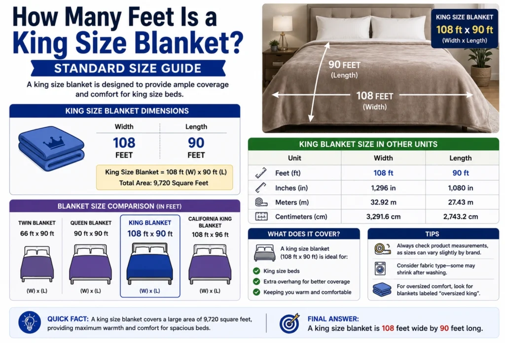 how many feet is a king size blanket
