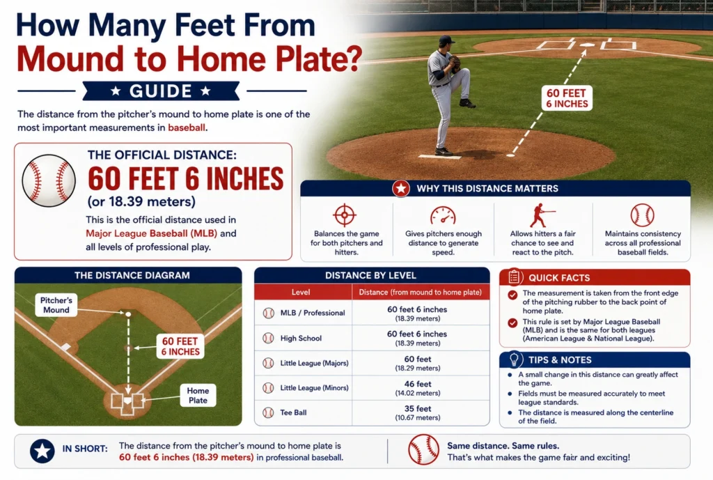how many feet from mound to home plate