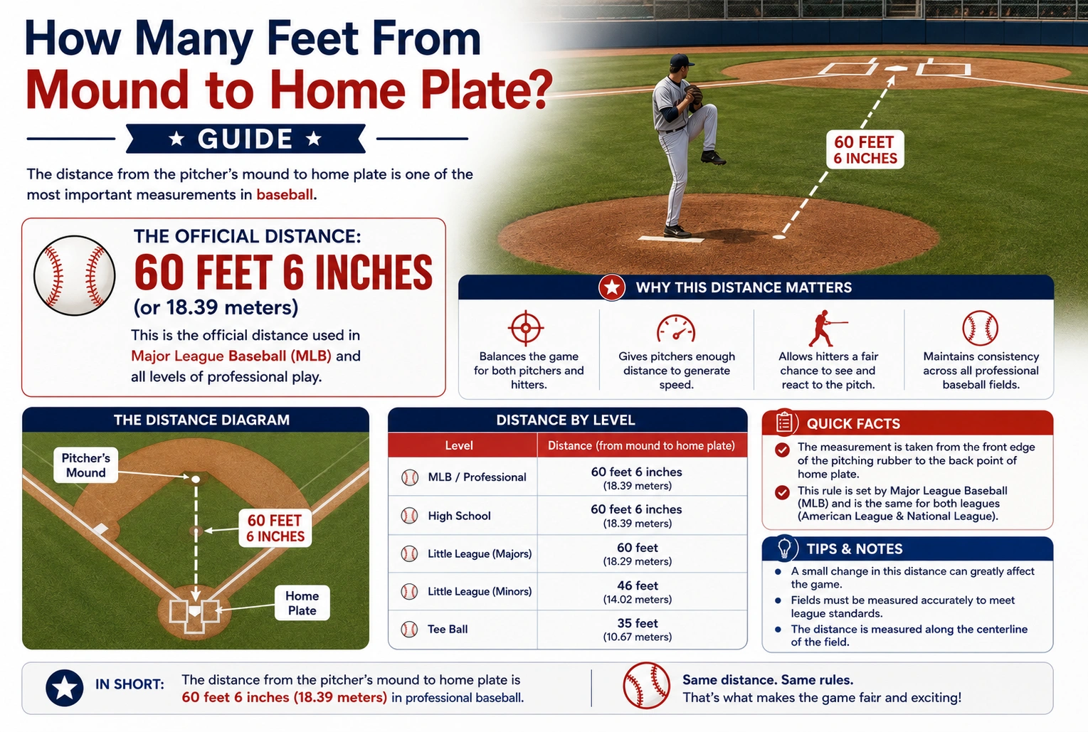 how many feet from mound to home plate
