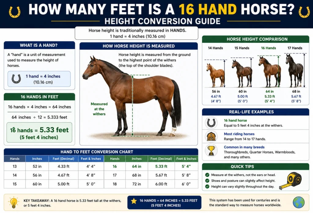 how many feet is a 16 hand horse.