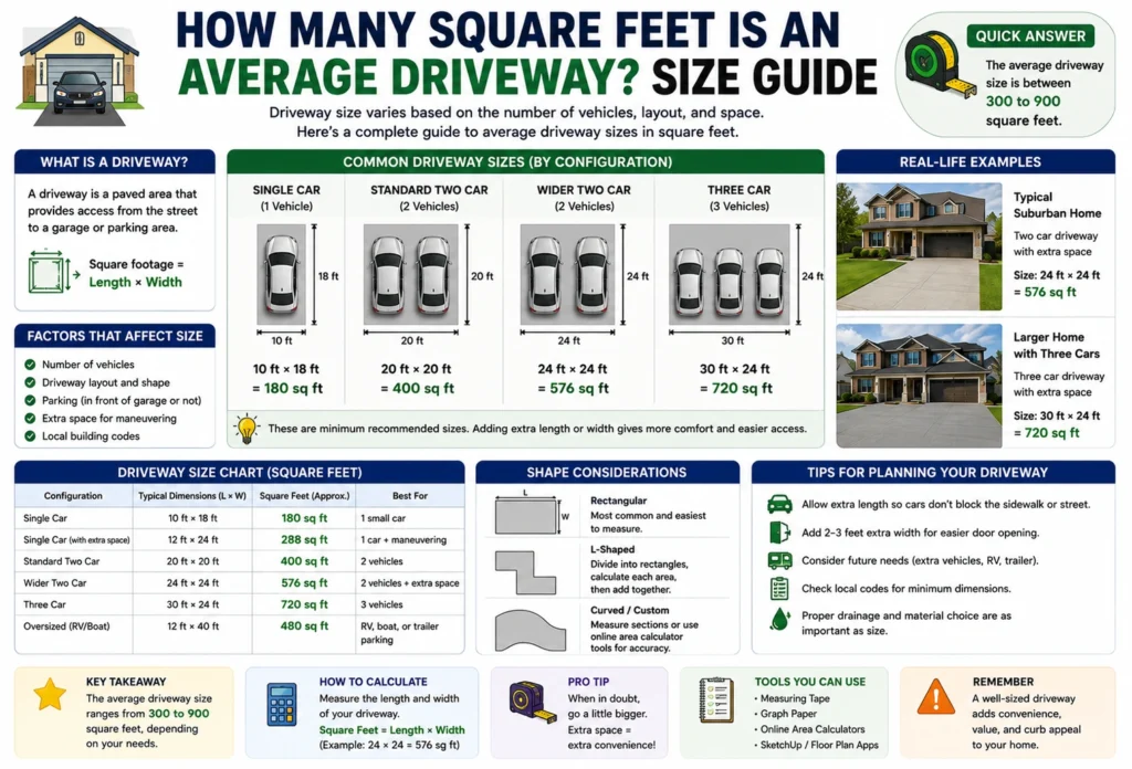 how many square feet is an average driveway
