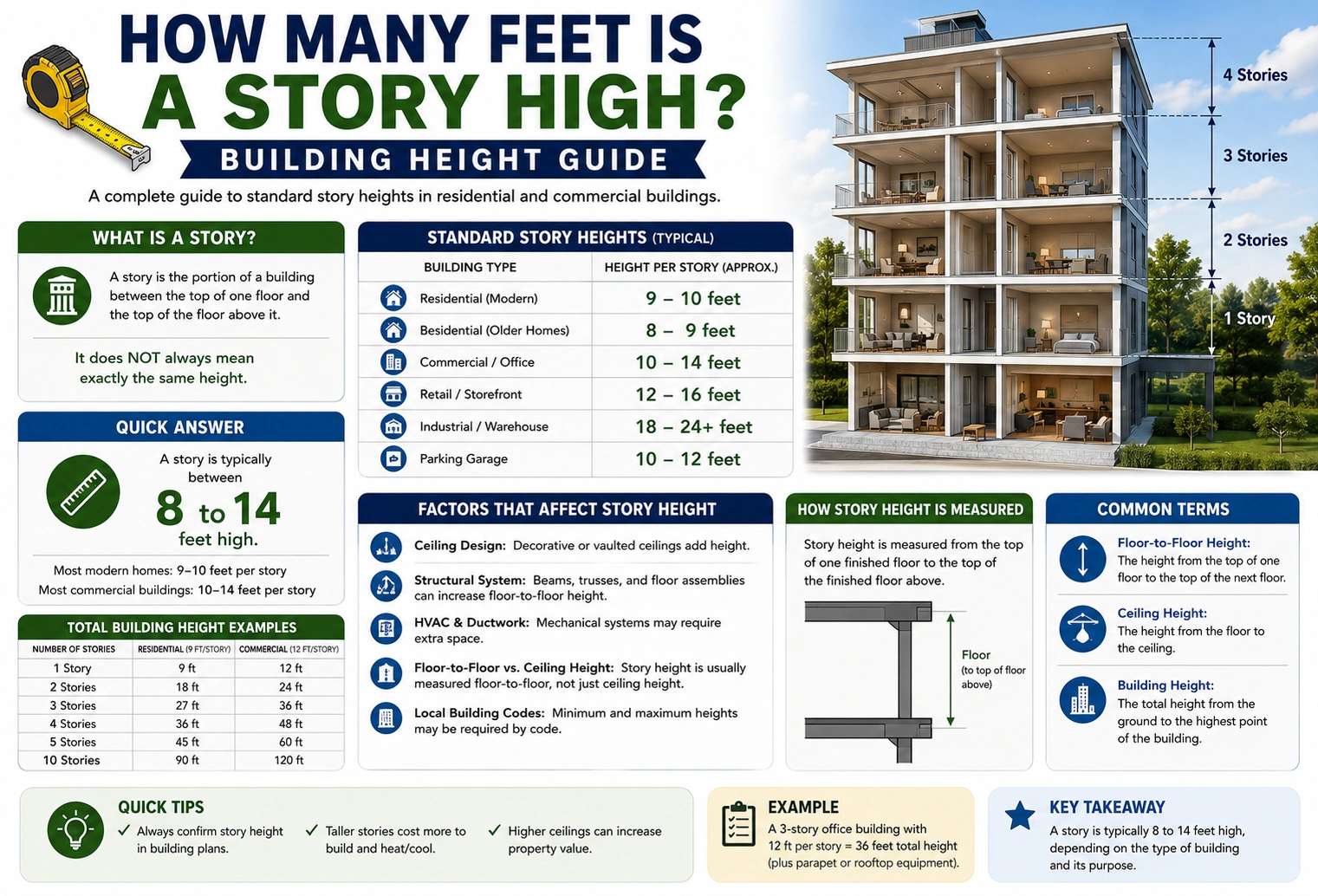 how many feet is a story high