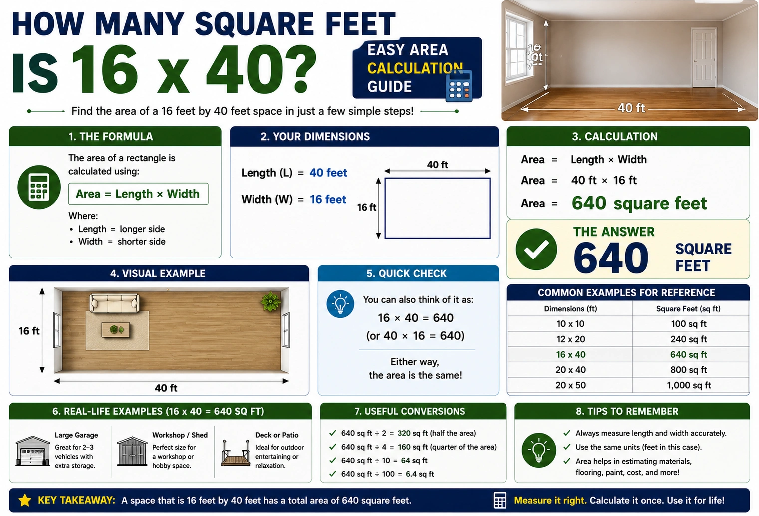 how many square feet is 16 x 40